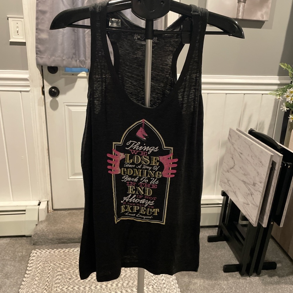 Hot Topic Black Tank Top with Pink and Yellow Graphic